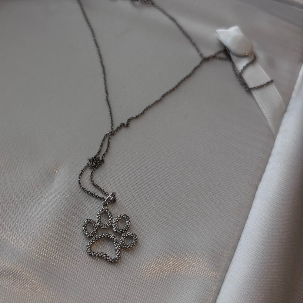Sterling Paw Print Pendant Necklace